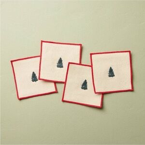 Set of 4 Cloth Cocktail Embroidered Tree Napkins - Hearth & Hand™ with Magnolia